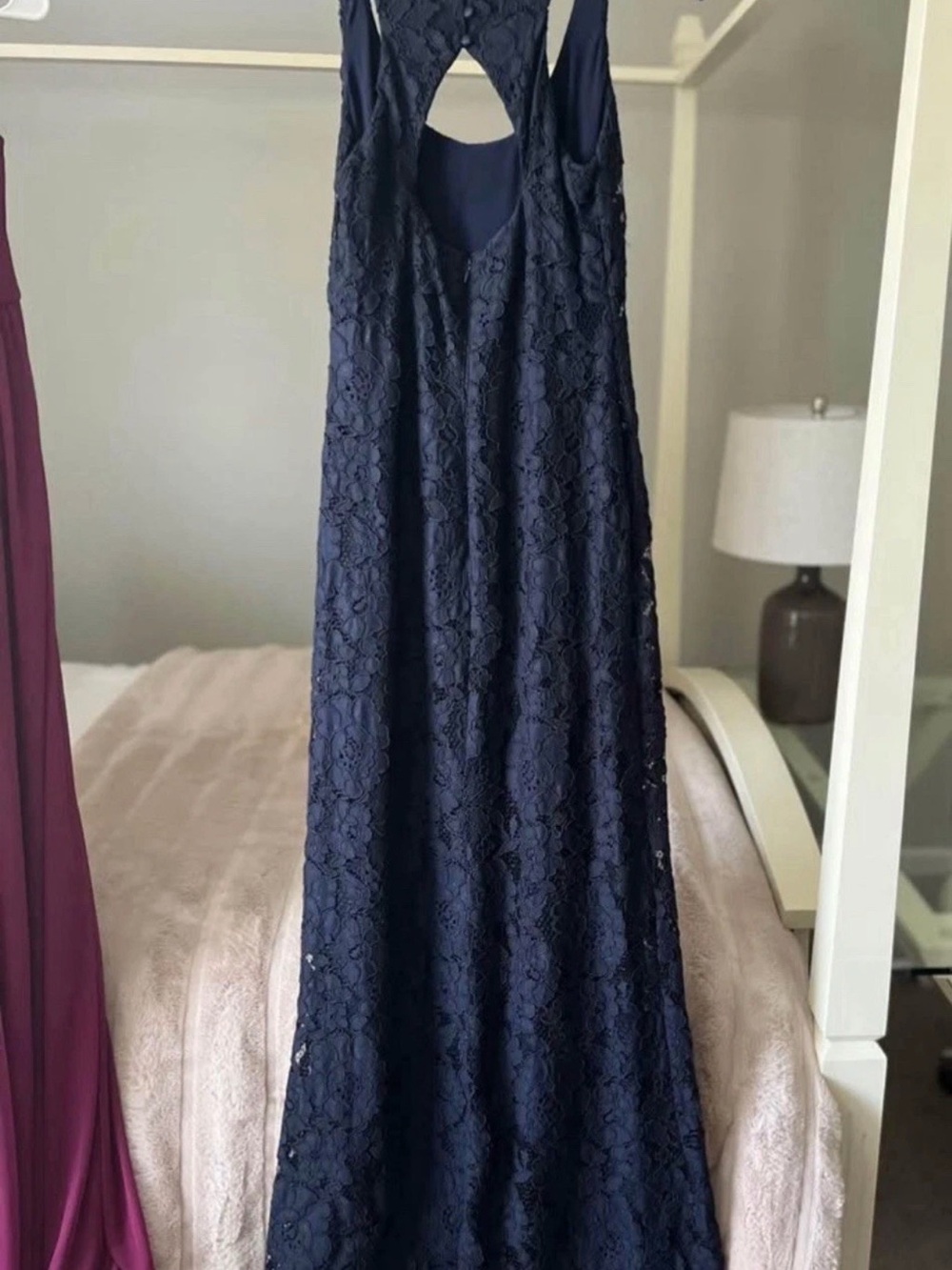 Ralph Lauren Navy Lace Maxi Dress with Cutout Back